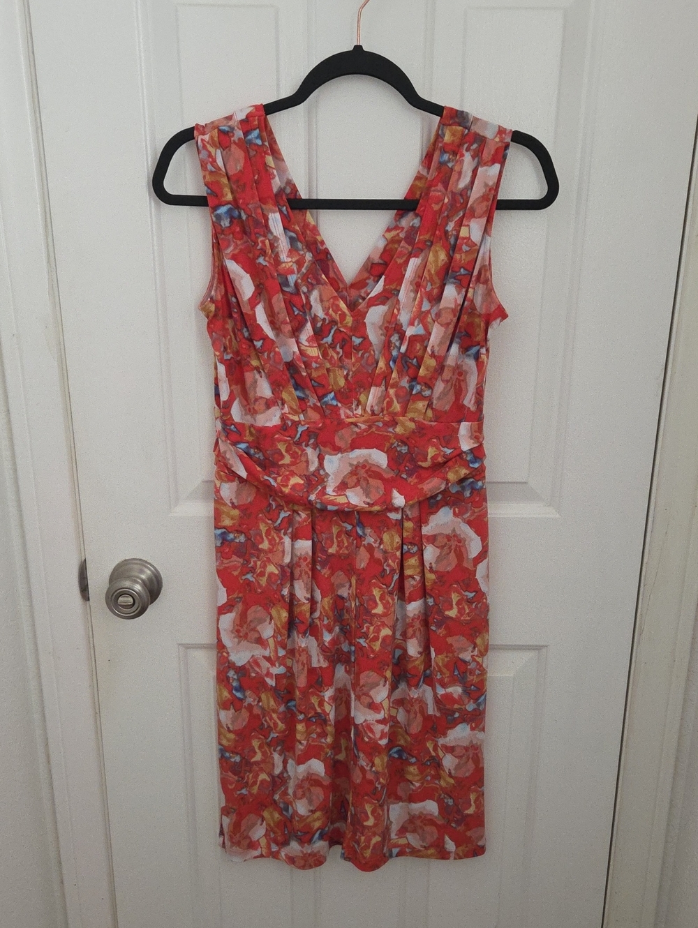 Women’s Floral Orange V-Neck Sleeveless Dress No brand